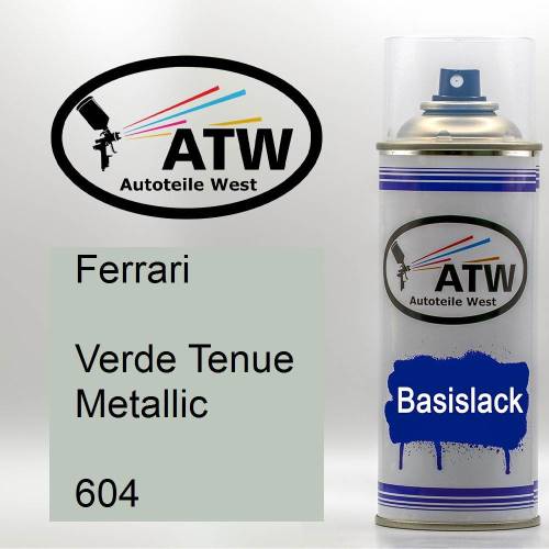Ferrari, Verde Tenue Metallic, 604: 400ml Sprühdose, von ATW Autoteile West.
